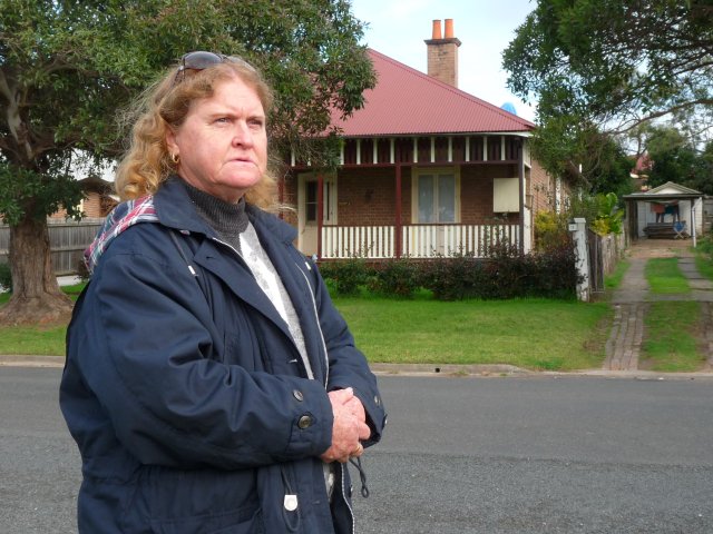 Auntie Glenda Chalker outside her Grandfather's house, South Camden